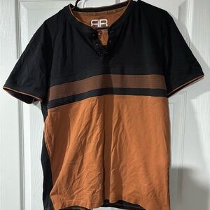 Men's Black and Brown Short Sleeve Shirt